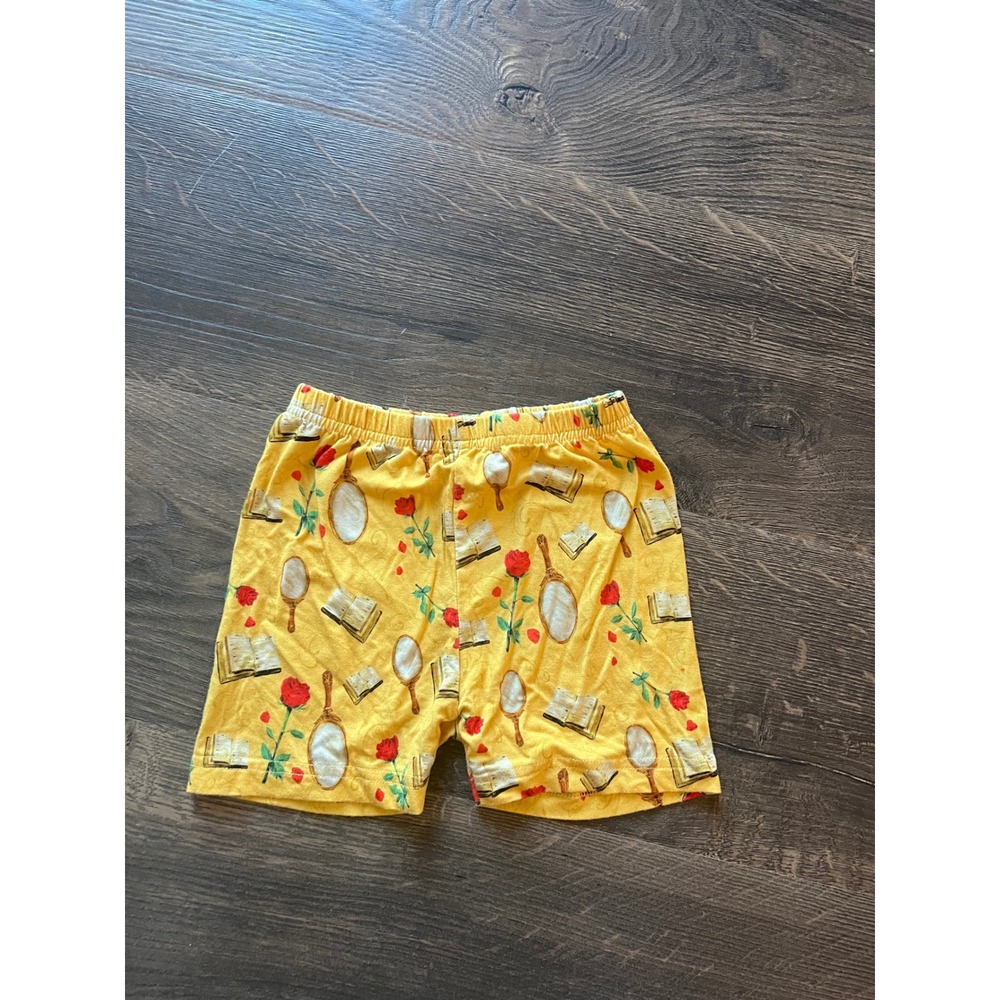 Little Crowns & Capes Kids Yellow Belle Rose Bamboo Pajama Shorts Size 5/6